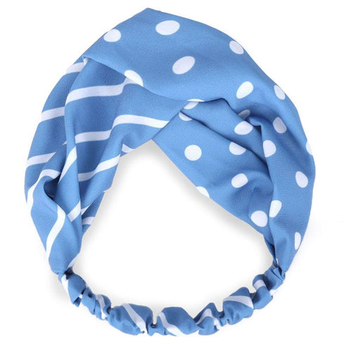 Bandeau cheveux bi-motif pois et rayures Ayla